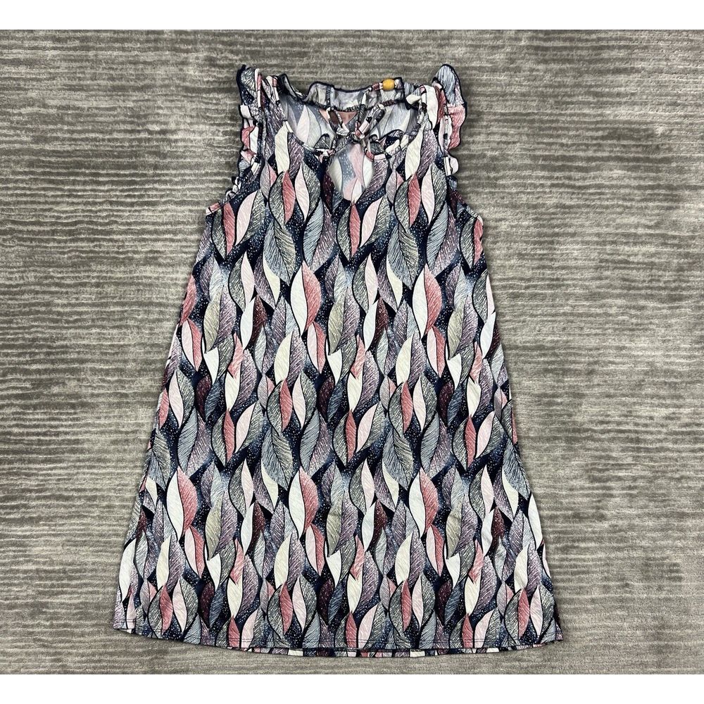 SJS Dress Womens Small‎ Multicolor Sleeveless Ruffle Polyester Blend Knee Length